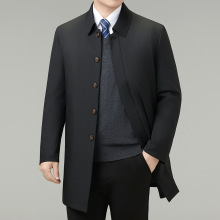高档中长款翻领羽绒服男冬季中老年爸爸拆卸鸭绒内胆外套保暖风衣