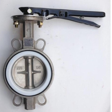 304不锈钢手柄对夹蝶阀D71F-16P 304蝶阀四氟套蝶阀