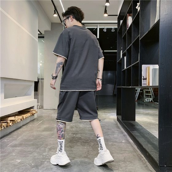2025 Summer Cotton Linen Casual suit Men's Summer Fashion Brand All-match Casual Cotton Linen Short-sleeved T-shirt Sports suit Men