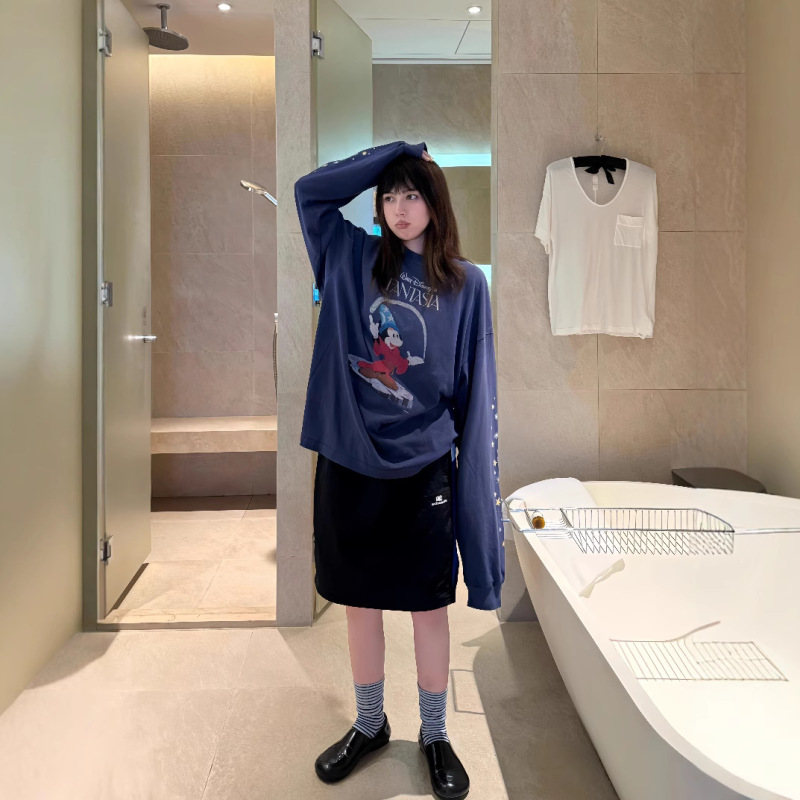 Saint Michael Fantasy Magic Mickey Co-Branded American Summer Couple Loose Men's and Women's Casual Long Sleeve T-Shirt