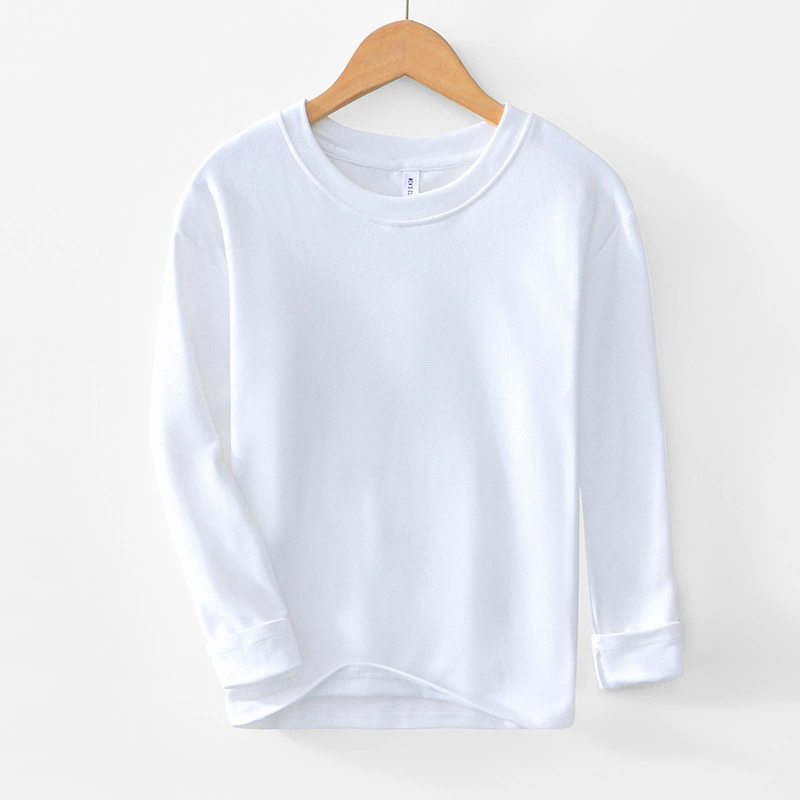 L168 простой сплошной цвет футболки с длинными рукавами, модная повседневная свободная рубашка с круглым вырезом