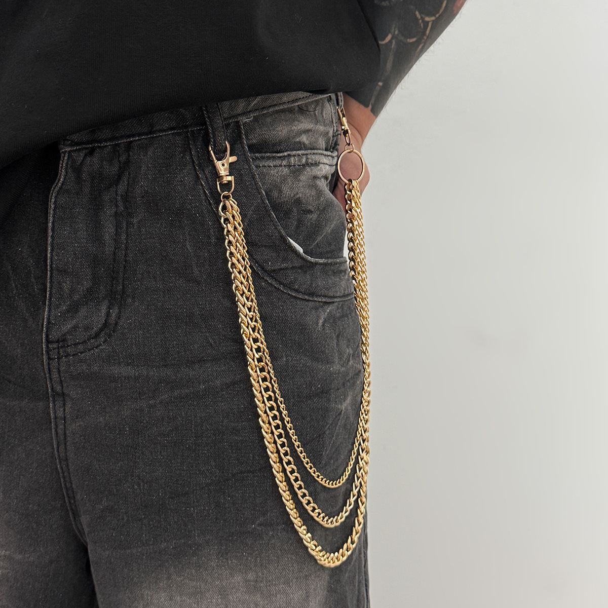 Europäische und amerikanische Streetwear-Jeans, High-End-Hip-Hop-Persönlichkeit, mehrlagige, baumelnde, grenzüberschreitende Taillenkette für Herren_voghion.com