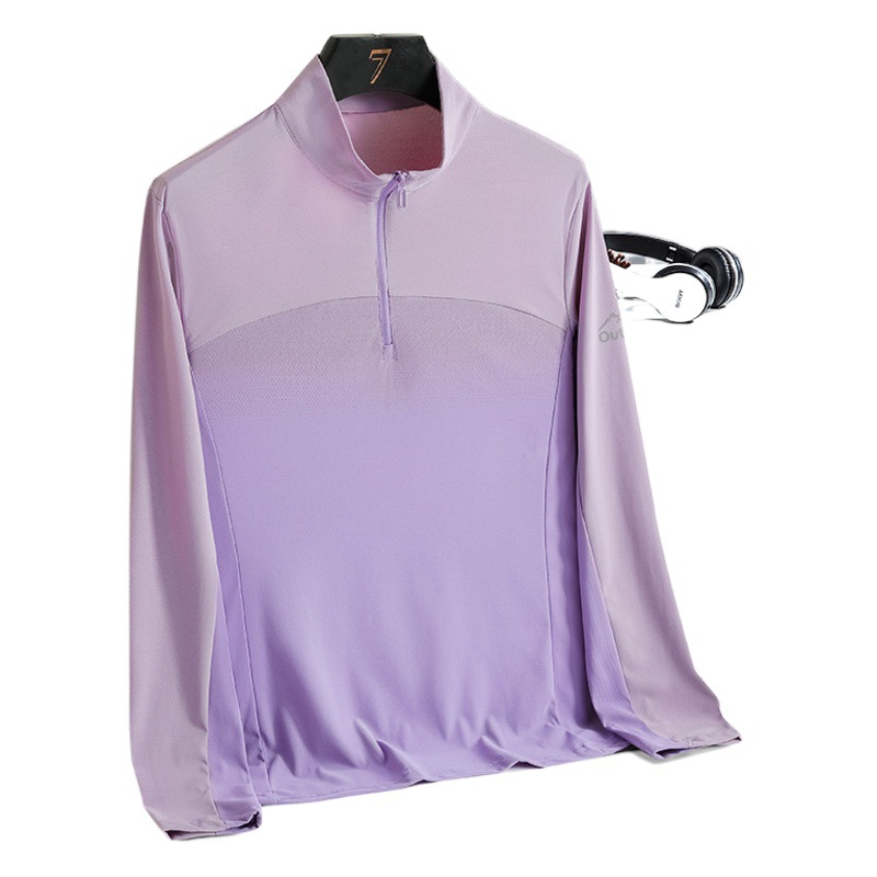 Outdoor Ice Silk Quick-drying T-shirt Women's Long-sleeved Ultra-breathable Lightweight Collar Spring and Summer Anti-ultraviolet Hiking and Mountaineering