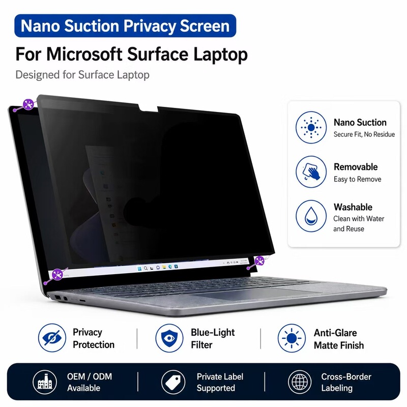 Suitable for Microsoft Surface Laptop7 Nano-Frame Adhesive Privacy Film 13.8inch Removable Privacy Protection Film Suitable for Microsoft Surface Laptop7 Nano-Frame Adhesive Privacy Film 13.8inch Removable Privacy Protection Film