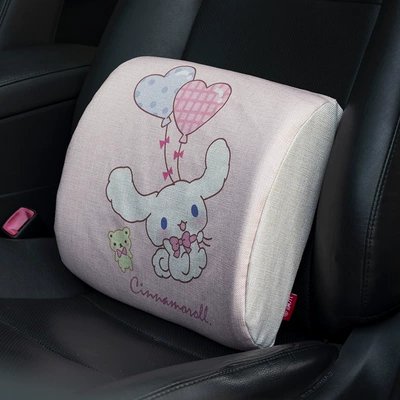 cushion backrest cute car supplies: Waist support - memory-foam-lumbar-support-pink-big-eared-dog
