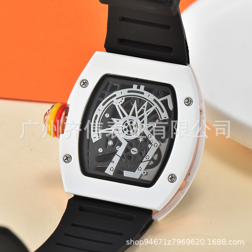 Men's watch hollow trendy fashionable ceramic watch hollow Japanese and Korean style men's quartz watch men's watch