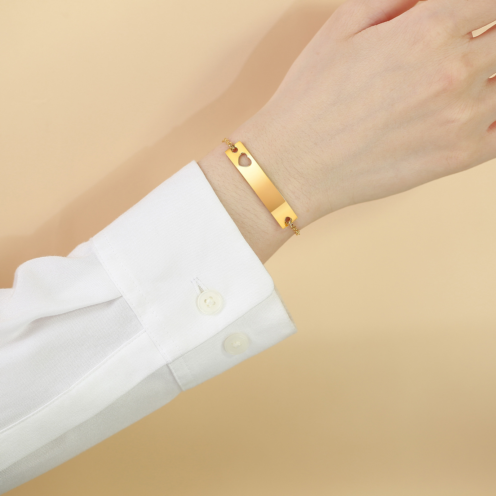 Fashion Heart Shape Stainless Steel Plating Bracelets 1 Piece