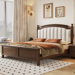レトロ美式ベッド実木主臥大ベッド2メートルx2メートル2ツインベッド1.8メートル1.5現代シンプル寝室家具