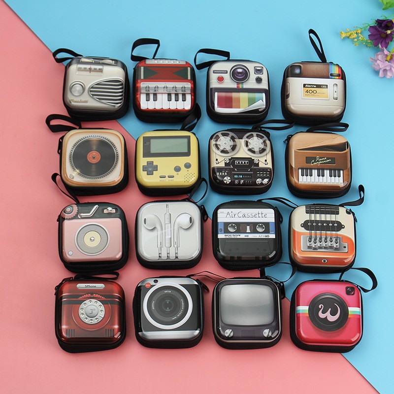New Tinplate Square Coin Purse Electric Keys Coin Zipper Bag Headset Data Cable Organize Storage Box