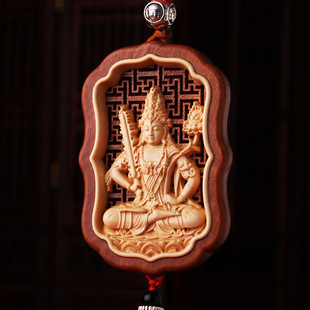 Boxwood Zodiac Buddha Car Pendant Peach Wood Crafts Rearview Mirror Car Interior Car Jewelry Pendant