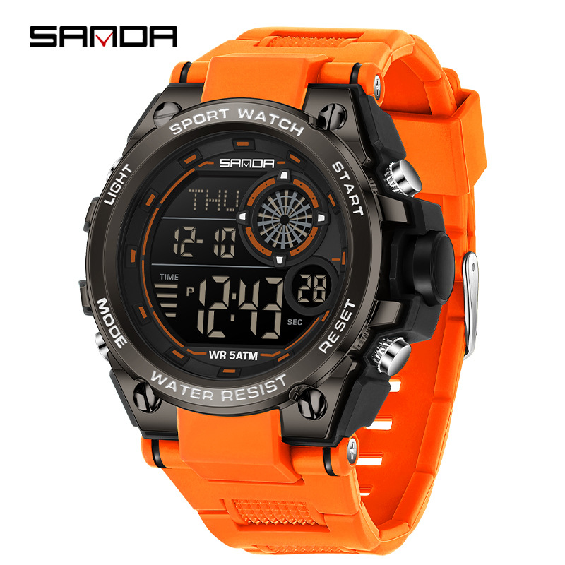 SANDA 6255 reloj estudiante multifunción cronógrafo deportivo reloj de pantalla digital electrónica impermeable de moda