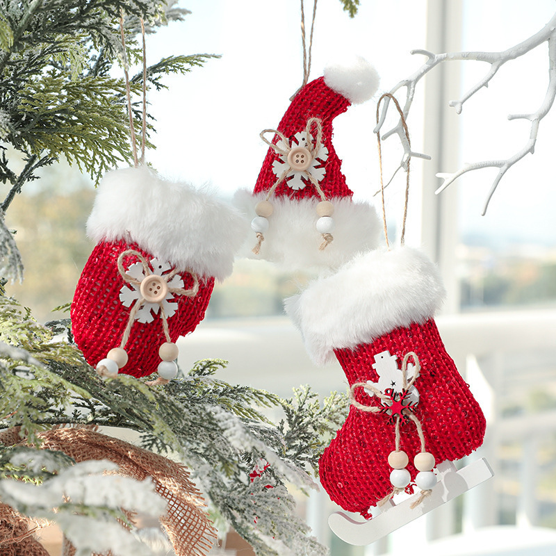 クロスボーダー新しいクリスマスソックス赤いぬいぐるみ手袋クリスマスツリー装飾パッケージクリスマス装飾ペンダントクリエイティブペンダント|undefined