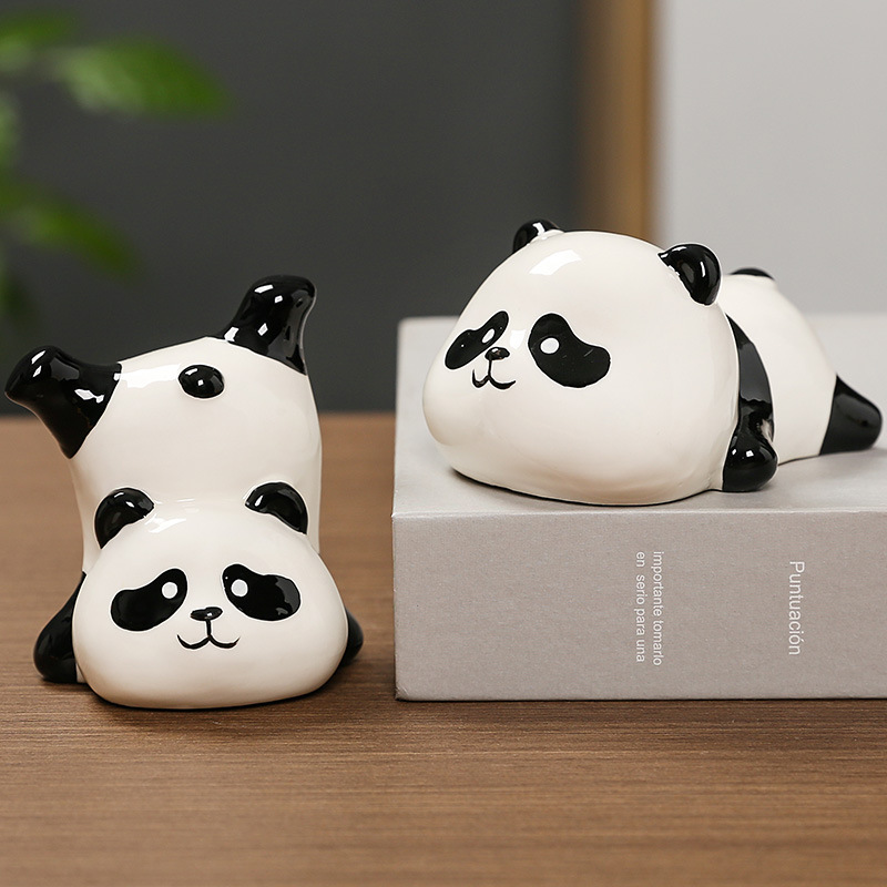 Cute Panda Desktop Small Ornaments Ceramic Crafts Cartoon Cute Panda Healing Decompression Decoration Gifts