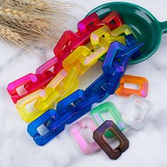 Acrylic plastic colorful touch paint 21*28 square chain ring buckle opening ring DIY jewelry luggage accessories