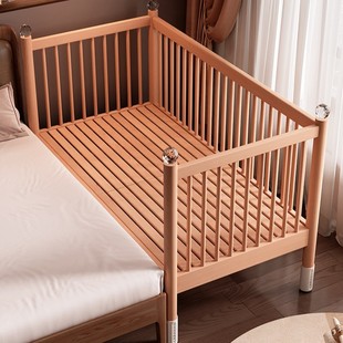 Beech Wood Spliced ​​Bed Widened Liftable Newborn Children's Bed Baby Bedside Bed Flat Bed Adult Solid Wood Crib