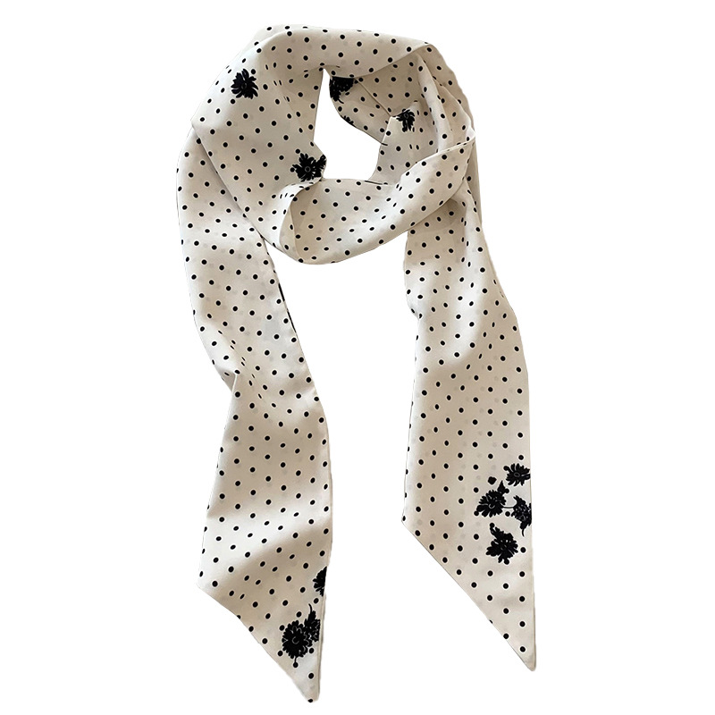 Bufandas de seda para mujeres nuevo estilo retro literatura y arte coreano largo punto de onda bufandas de seda cuello atado cabello de alta calidad bufandas de seda al por mayor