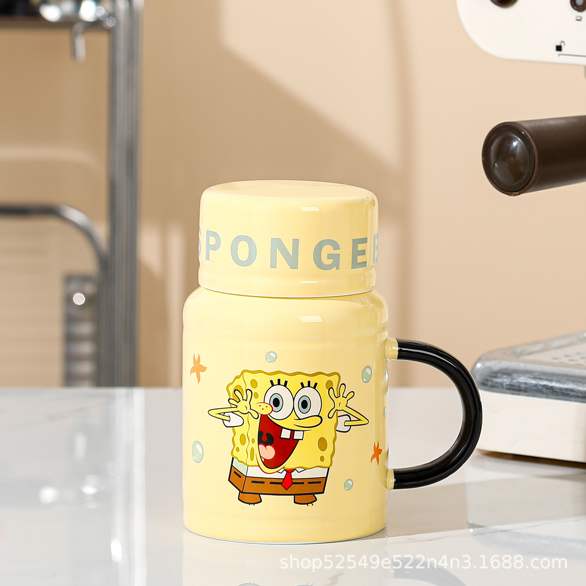 SpongeBob autorizado genuino taza con tapa creativa de alto valor de dibujos animados copas de agua taza de cerámica