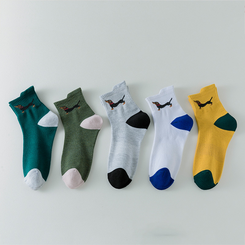 Cross-border socks autumn new cartoon dachshund dog pattern tube men/women socks sweat-absorbent breathable socks wholesale
