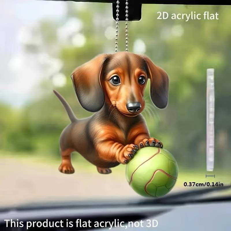 Adorable colgante acrílico para cachorros plano acrílico transfronterizo automóvil interior espejo retrovisor decoración colgante decoración de vacaciones image 1