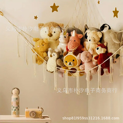 クロスボーダー三角壁掛け玩具網兜子供部屋玩具収納物置袋編みぬいぐるみハンモック網