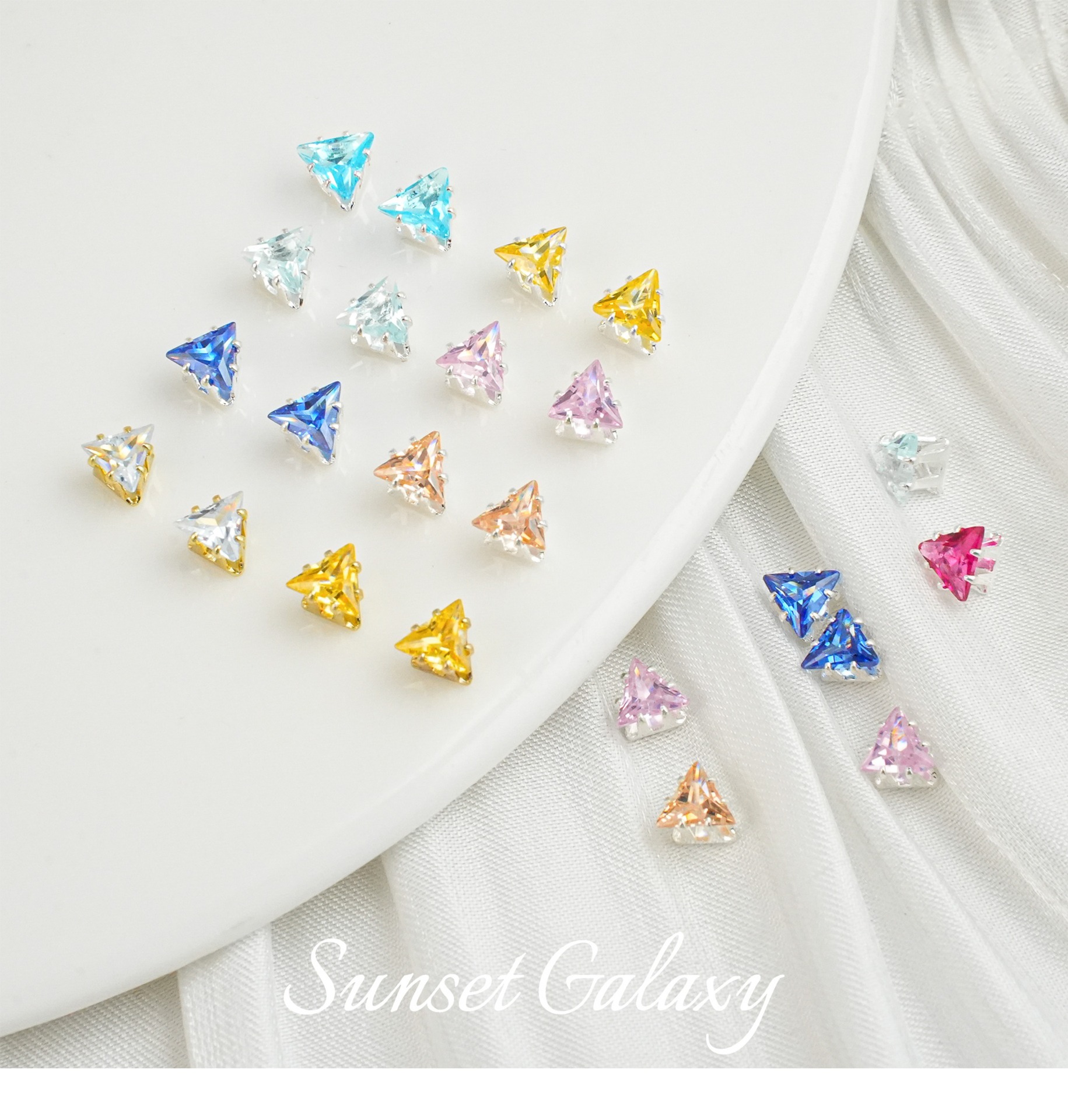 Triangular Copper Plated 18K Gold Multi-Faceted Zircon Claw Drill Spacer Beads Handmade DIY Beading Material Bracelet Accessories
