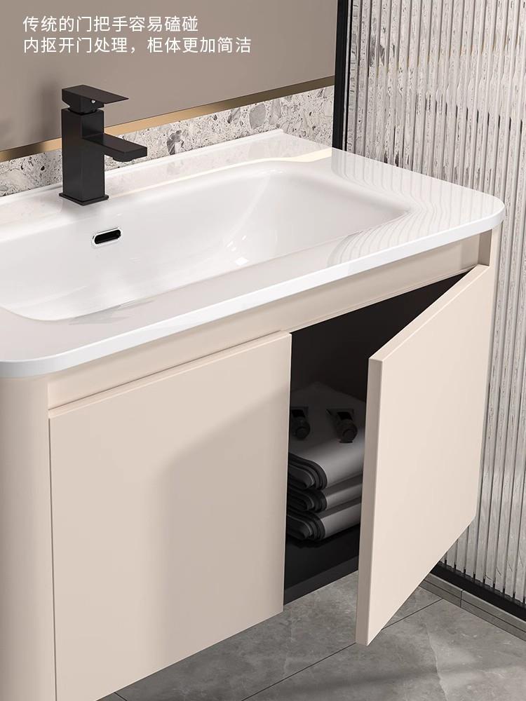 Gabinete de baño de aluminio espacio simple lavabo de baño combinación de gabinete de cerámica integrado lavabo Placa de roca mesa de lavado