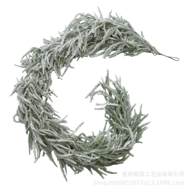 仿真手感软胶诺福克松圣诞藤条带雪霜家居户外圣诞树场景布置装饰|undefined