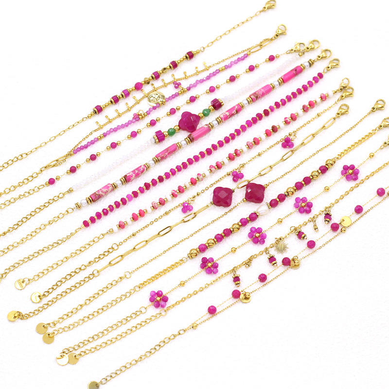 10g Weight Bracelets Classification 304 Stainless Steel Chain Material Sweet Flower 304 Stainless Steel Artificial Pearl Bracelets In Bulk