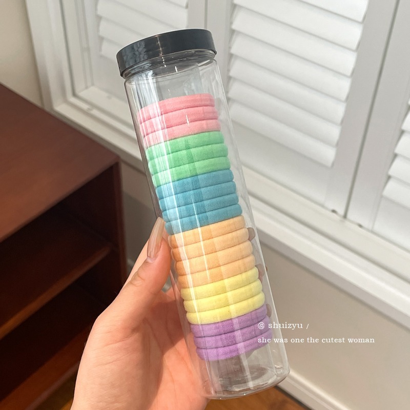 Otoño e invierno, lazo redondo para el cabello enlatado, funda de cuero para el cabello, cuerda para la cabeza, banda elástica circular de alta calidad para mujer, no daña la cuerda para el cabello