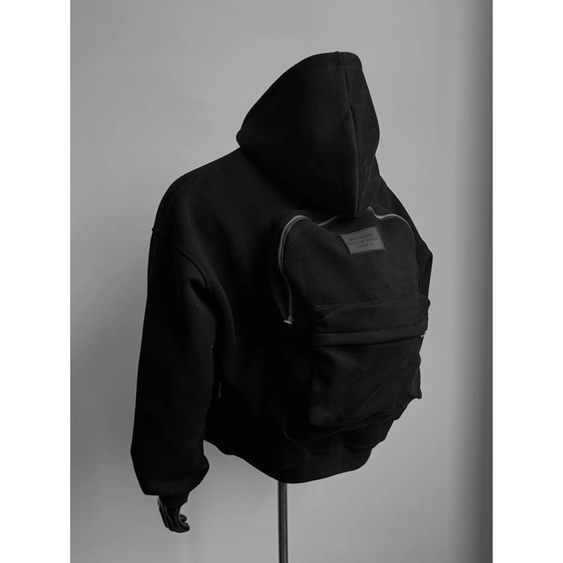 Men's Hooded Oversized Sweatshirt With Schoolbag Design Jacket_voghion.com