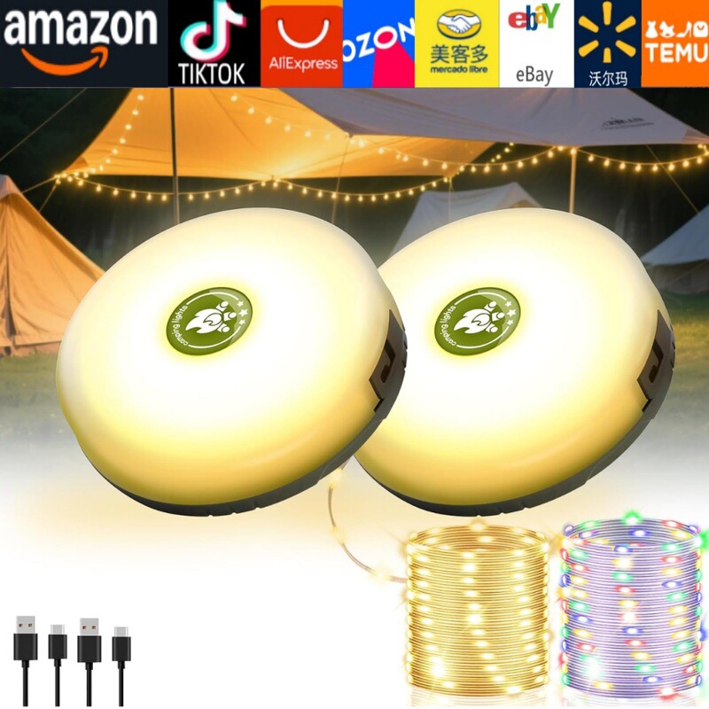 Cross-Border New Outdoor Camping Style Lamp with Long Battery Life, Camping Style Canopy Tent Magnetic Hanging Lamp Emergency Atmosphere Tape Measure Lamp