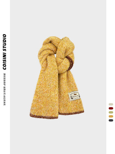 High-End Atmospheric Soft Waxy Stitched Edge Knitted Wool Scarf for Women 2025 Autumn and Winter Thickeneded Warm and White Scarf Trendy
