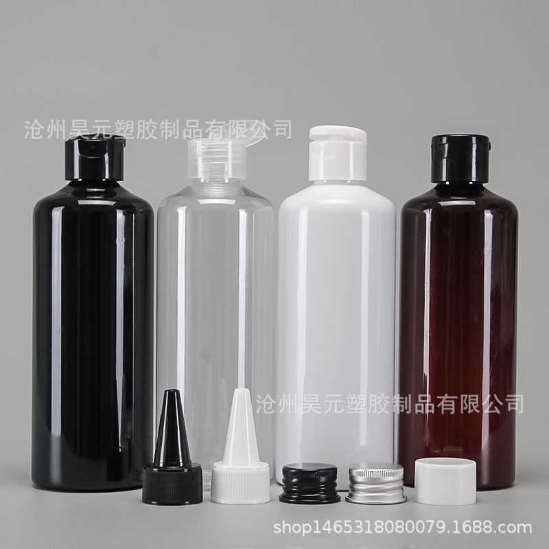 现货 300ml毫升塑料瓶 PET圆肩平肩液体旋盖分装瓶 精华乳液瓶