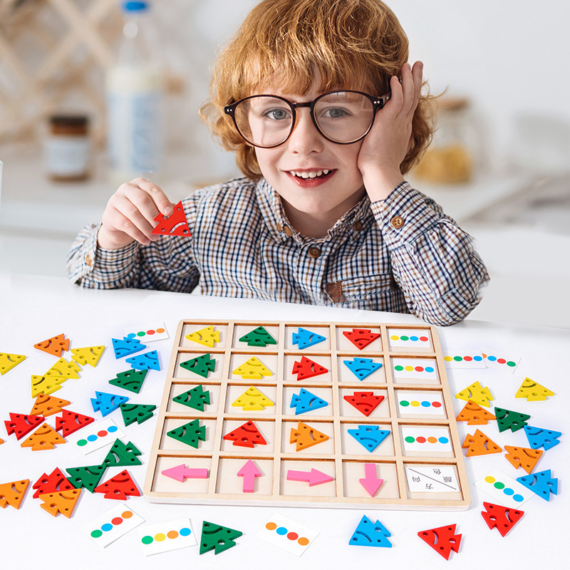 跨境思维益智桌面游戏幼儿教具儿童玩具逻辑训练方向颜色认知早教|ms