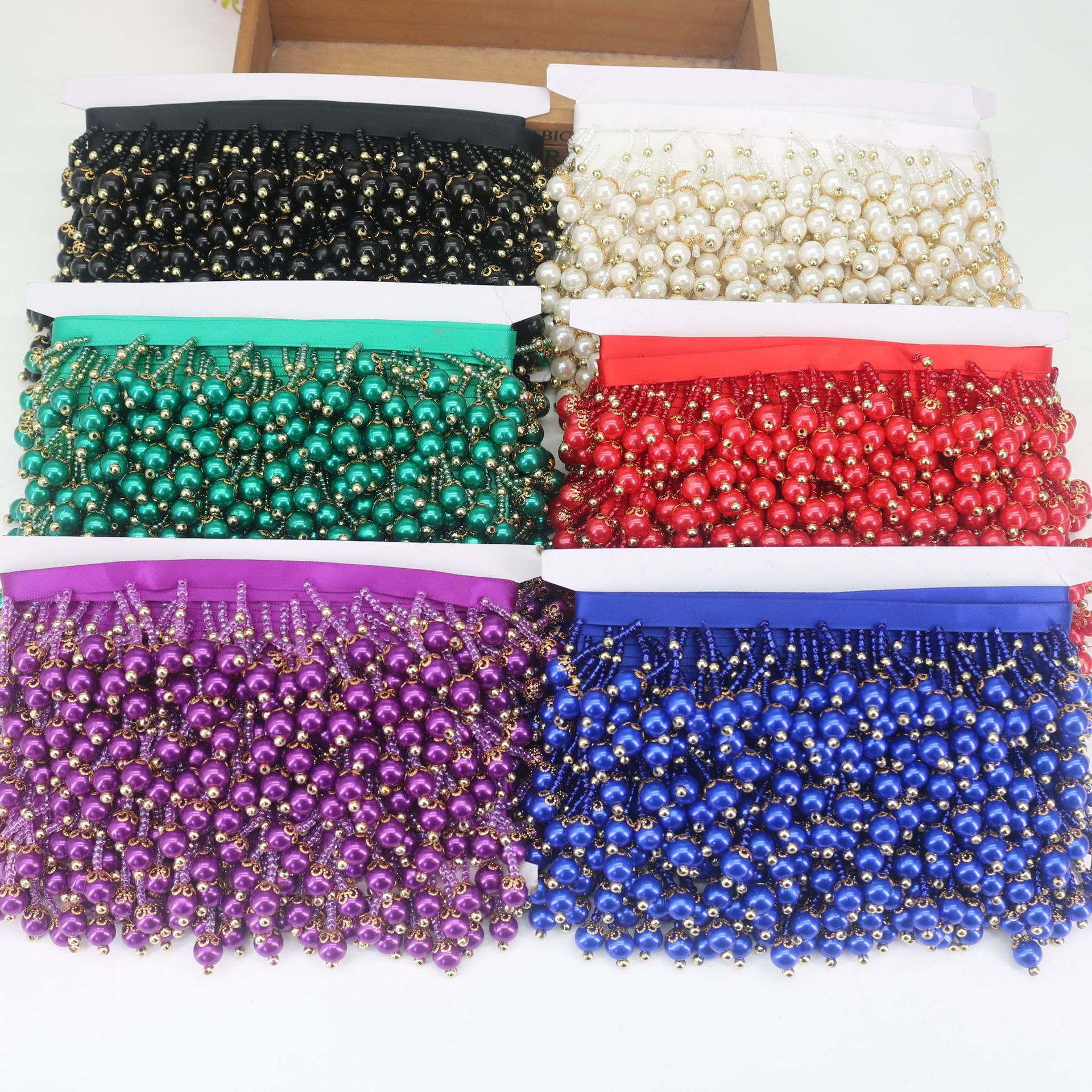 现货批发手工亚克力珠流苏串珠花边 DIY民族风服婚纱辅料珍珠家纺