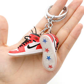 aj1签名芝加哥鞋子钥匙扣挂件3D立体篮球鞋潮流玩具鞋钥匙链饰品