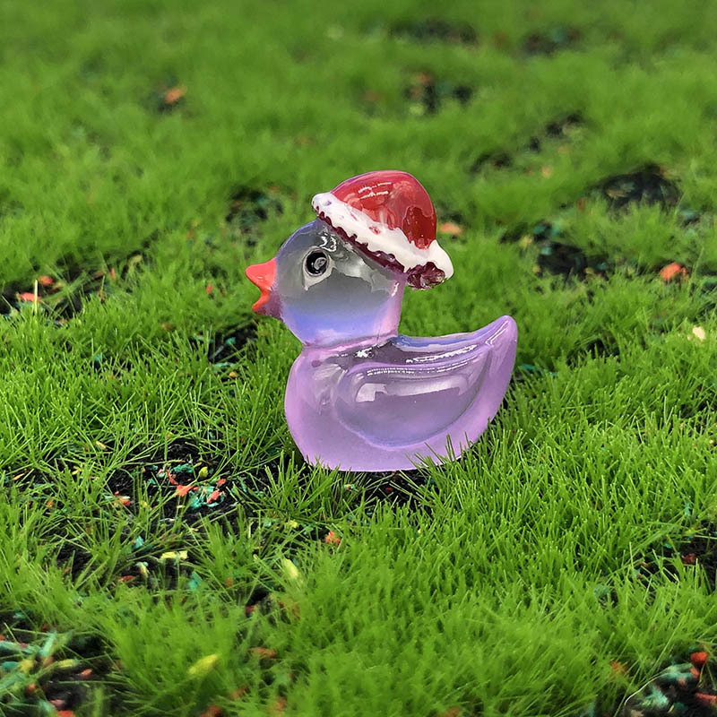 カラフルな漫画立体夜光クリスマスアヒルの微景観多肉コケ植物置物装飾手作りdiyアクセサリー|undefined
