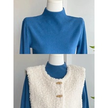 多色半高领毛衣女秋冬叠穿内搭长袖打底针织衫韩版洋气高级感上衣