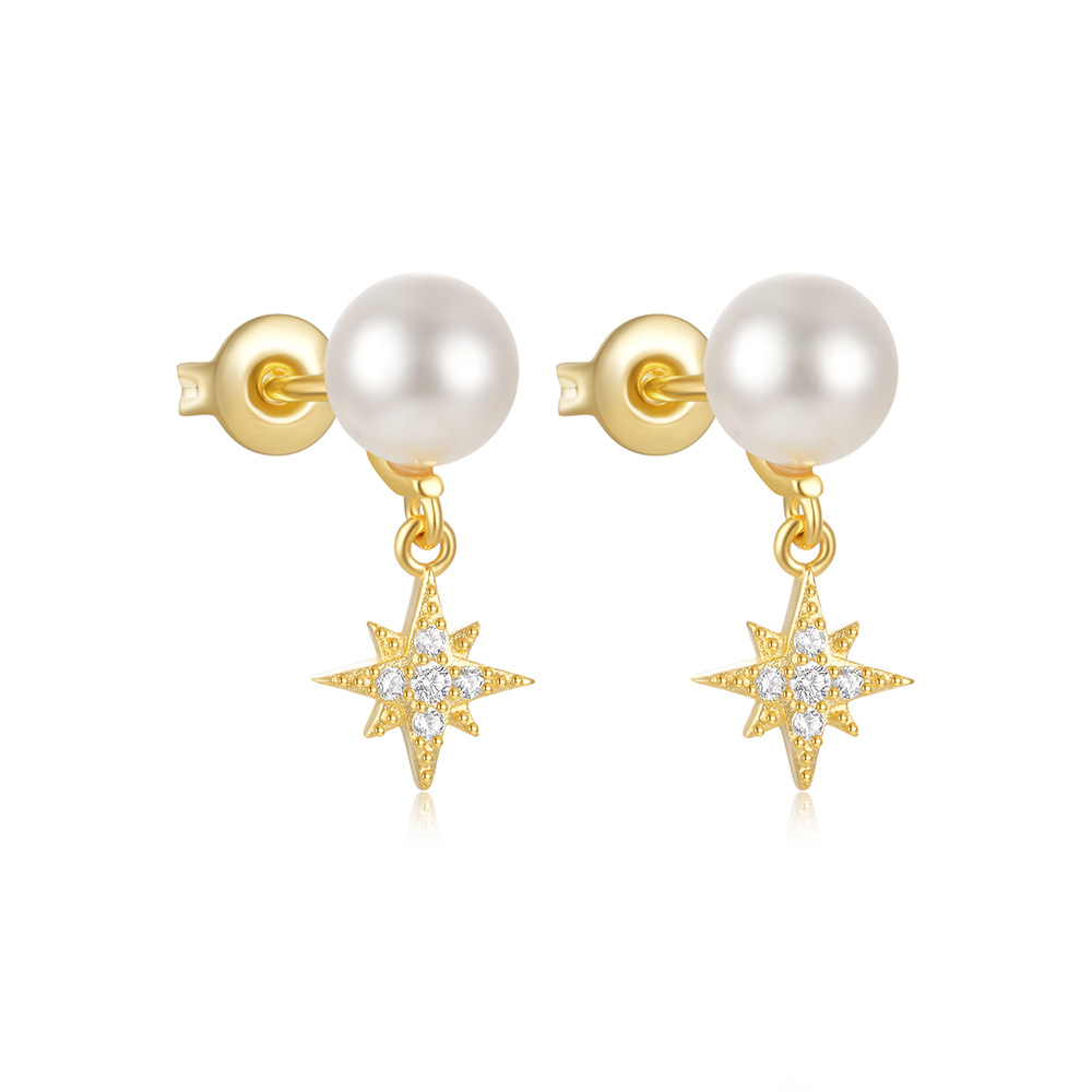 2g Weight 925 Sterling Silver Ear Needle Material Zircon Inlay Material Drop Earrings, Ear Studs Classification 1 Pair Quantity Holiday, Daily Occasion 925 Sterling Silver Material Geometric, Star Pattern All Seasons Season Women's Gender Polished Finish Elegant Style 1 Pair 925 Sterling Silver Geometric Star Zircon Drop Earrings Ear Studs 10
