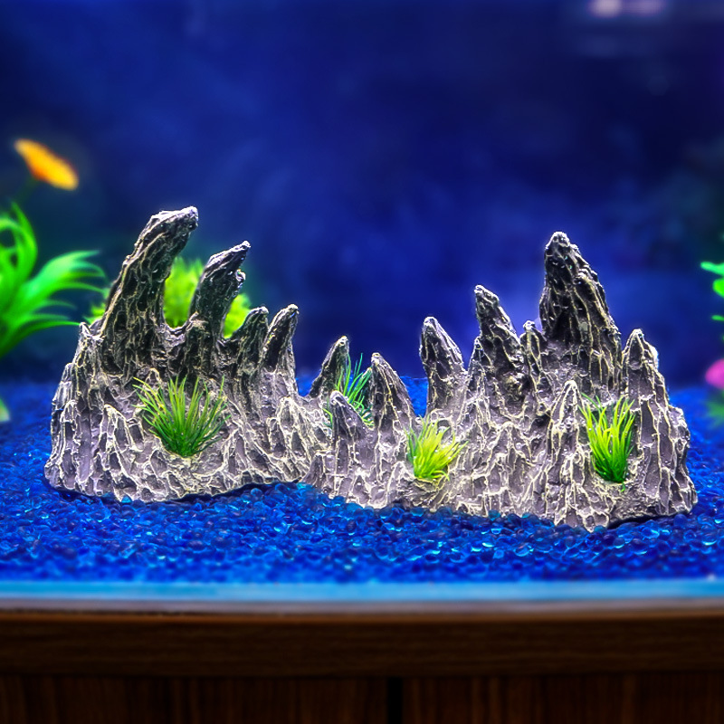 Tanque de peces paisaje piedra rocalla decoración plantas acuáticas decoración quilla tanque de peces decoración resina simulación qinglongshi cañón al por mayor