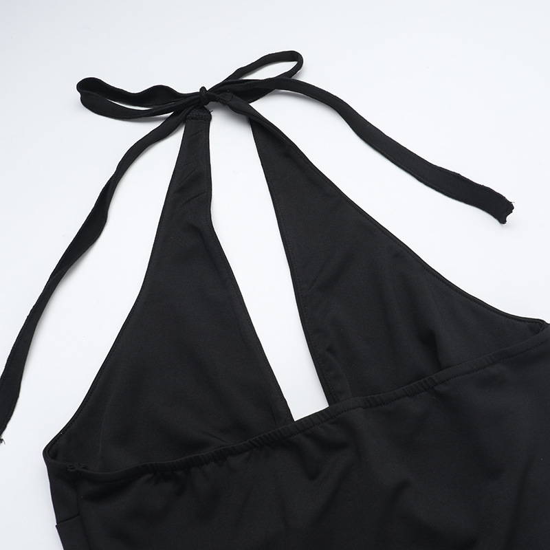 Deep V Plunge neck Backless Halter Hollow Out Cutout Sexy Dress Women Sexy Dress
