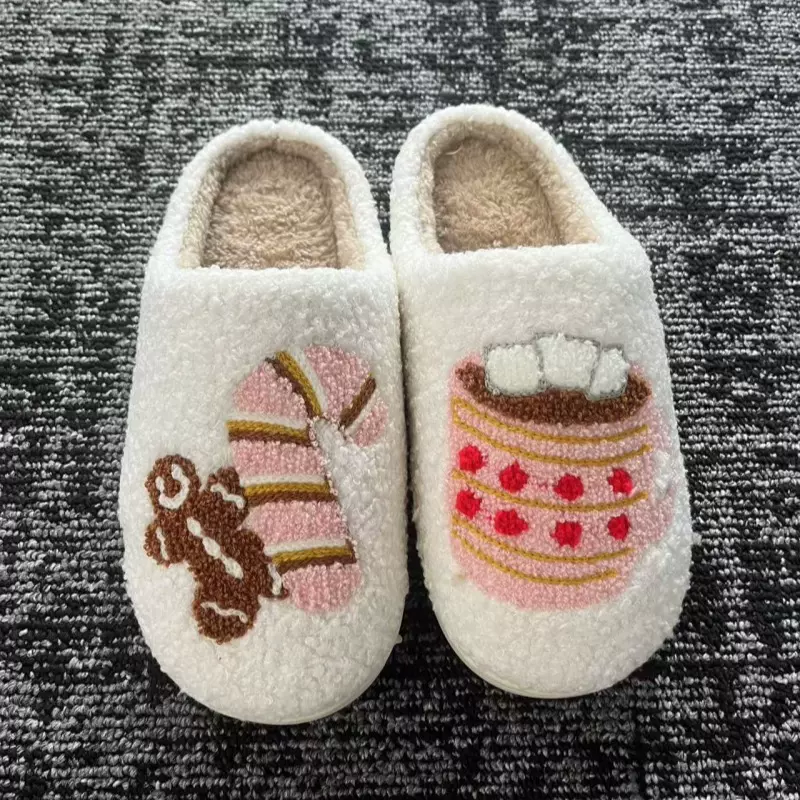 2025外贸爆款爱心图案情人节拖鞋男女中性冬季保暖室内居家棉拖鞋