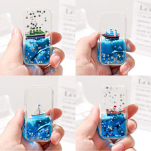 抖音同款对对碰入油小摆件流沙液体冰箱贴漂浮小船亚克力创意礼品
