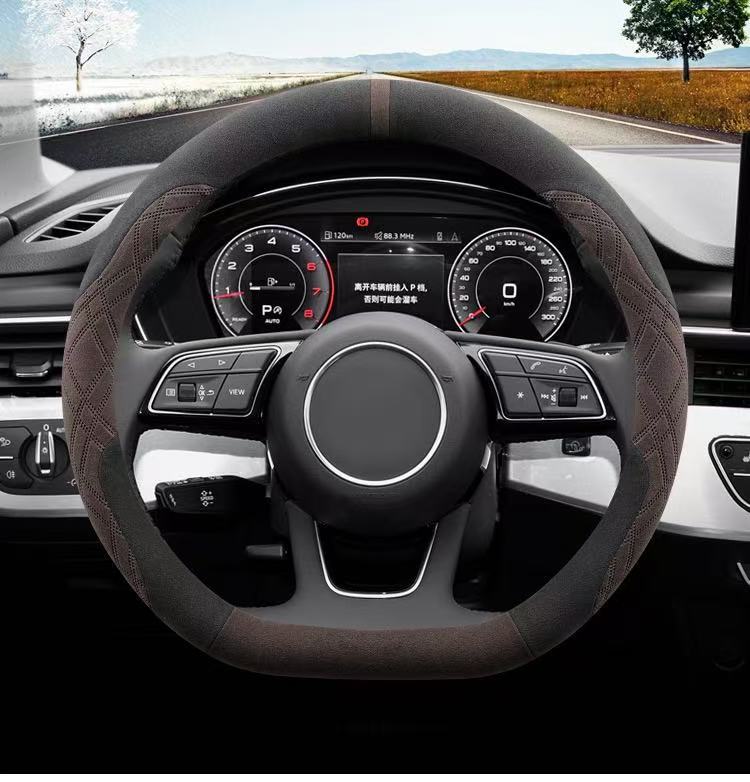 Suitable for Mercedes-Benz, Bmw, Volkswagen, Nissan, Toyota, Honda, Skoda, and Land Rover Car Steering Wheel Covers, Suede Handle Covers
