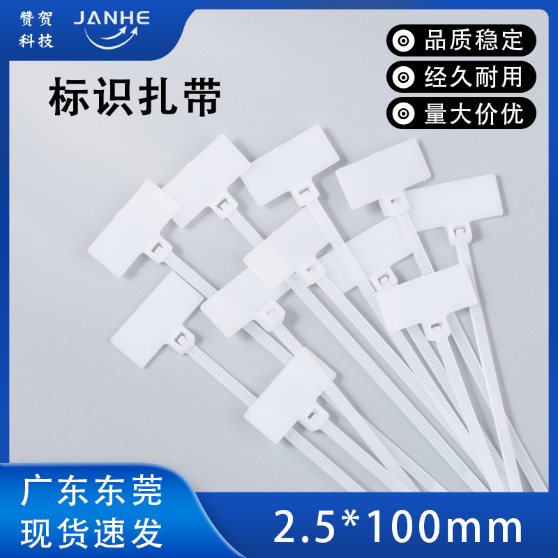 厂家供应自锁式标牌扎带2.5*100mm防水扎带电线电缆标识标记扎带