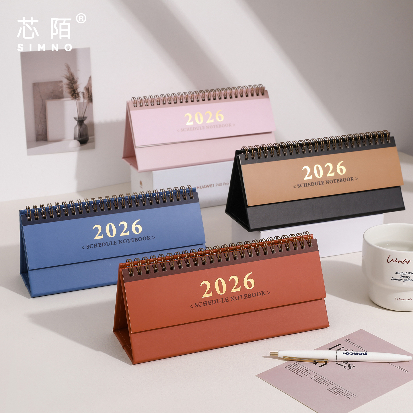 Xinmo 2026 mini calendario de escritorio estilo simple decoración de escritorio plan de oficina este calendario calendario de escritorio básico empresarial