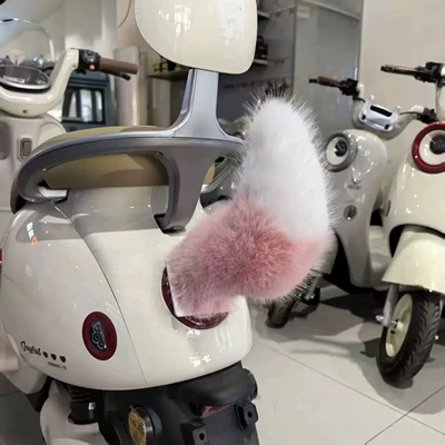 Voice-Controlled Swinging Plush Electric Tail | Car ornaments - pink-with-white-tip-non-moving-style-hook-and-loop-fastener