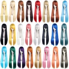 cosplay�ٰl �f��80cm��ɫ�Lֱ�lë������  ��Ů�f��ֱ�l�S�����l