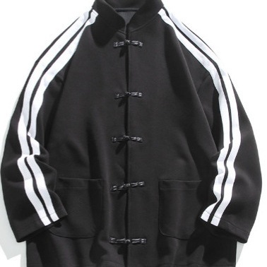 Spring and Autumn Men's Chinese Style Stand Collar Button Color Block Jacket Casual Loose Large Size Coat Couple Retro Suit Jacket