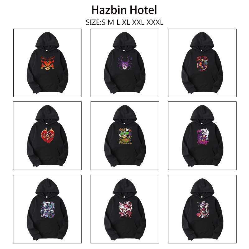 Hell Inn Anime Hoodie for Men and Women, Autumn and Winter Cartoon Print Couple's Sweatshirt, Wholesale